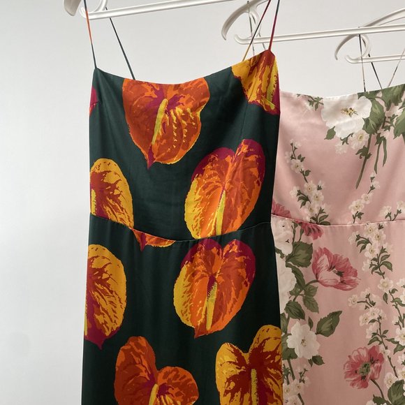 Reformation Frankie Silk Dress | Autumn Leaves  🕸Silk🕸 🎉🎀 NEW - Picture 10 of 14